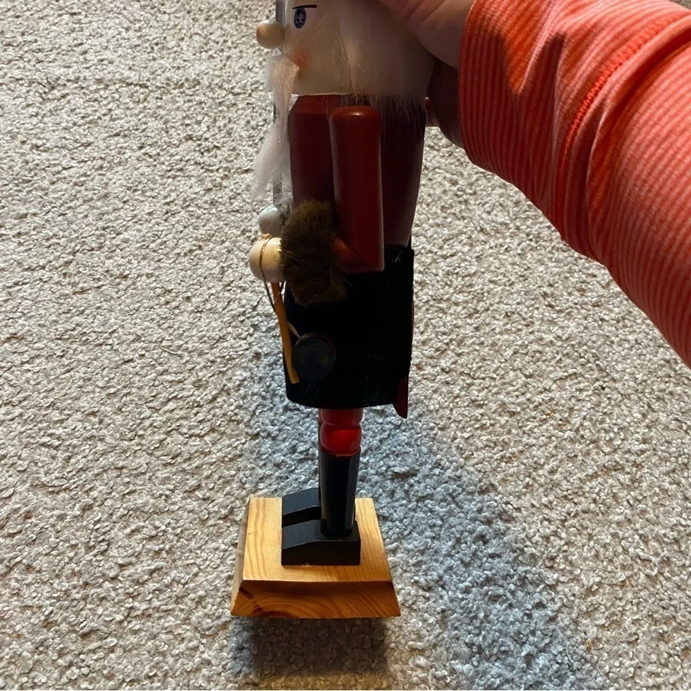 Drumming Nutcracker Wooden Christmas Decor Red Gray